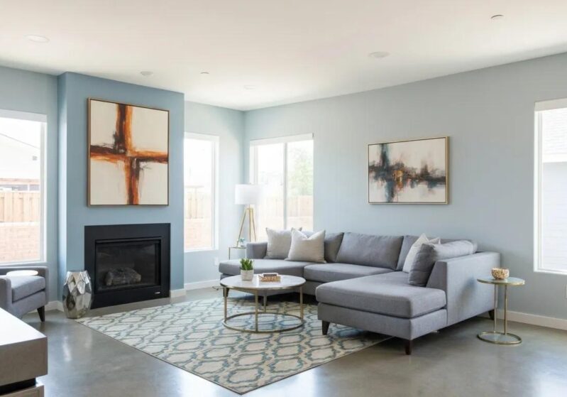 Beautifully renovated living room showcasing modern decor and inviting atmosphere